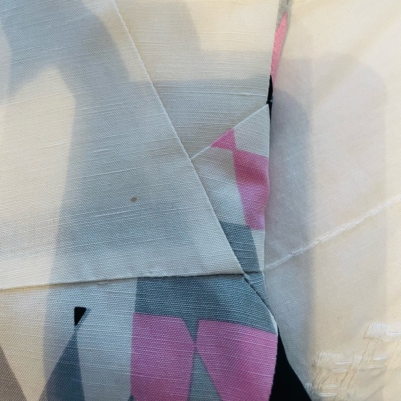 Tibi Black Pink White Abstract Color Block Silk Linen Dress Colorful Career Wear - Picture 11 of 11